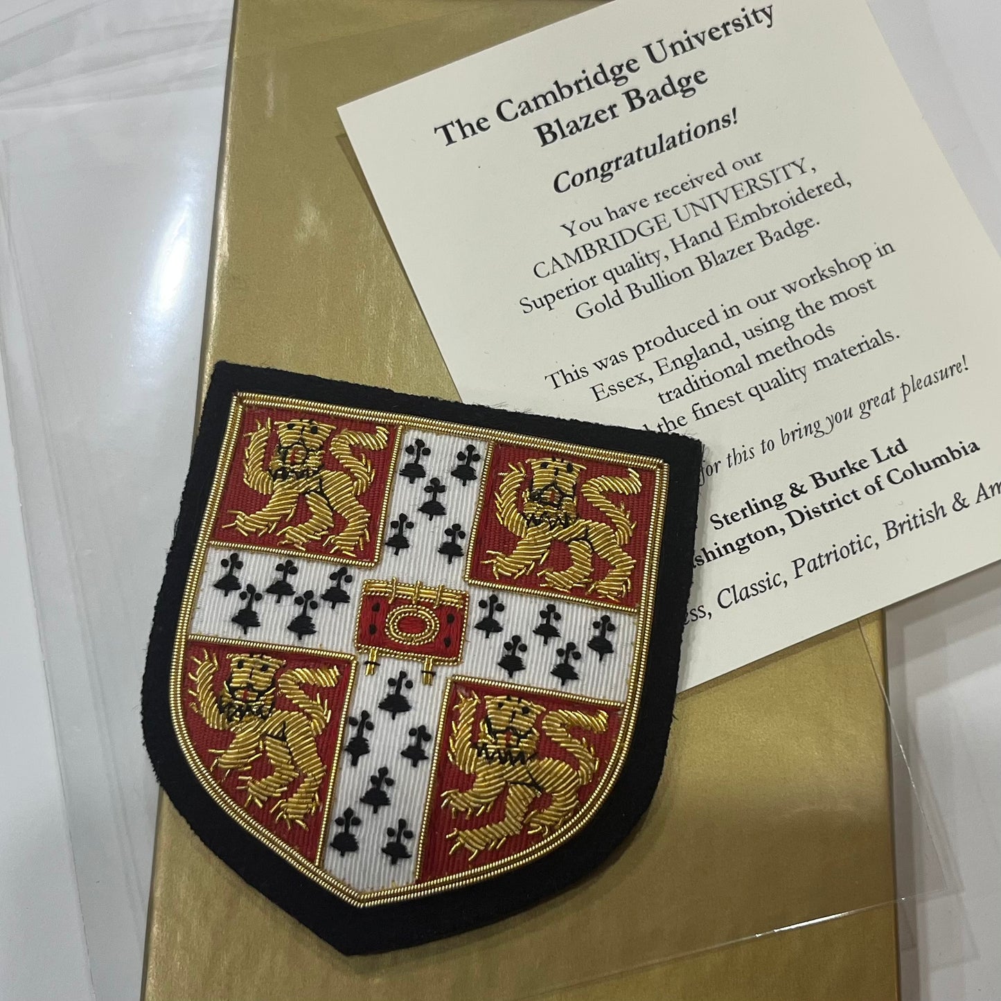 Blazer Badge | Cambridge University Blazer Badge | Cambridge Univ. Crest | Made in England