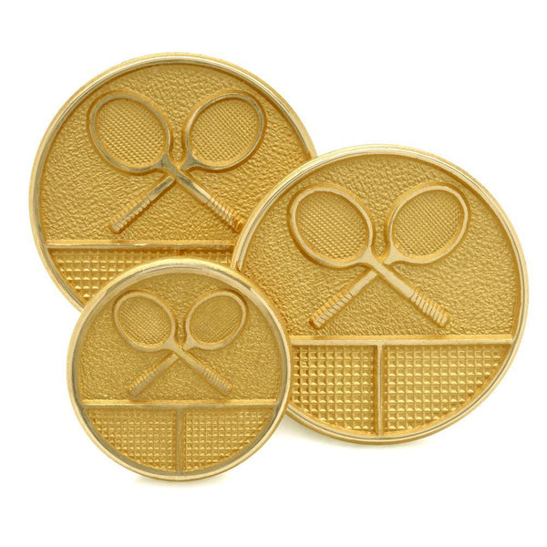 Gold Tennis Buttons | Gold Blazer Buttons | Double Breasted Blazer Tennis Button Set | Made in England-Blazer Buttons-Sterling-and-Burke