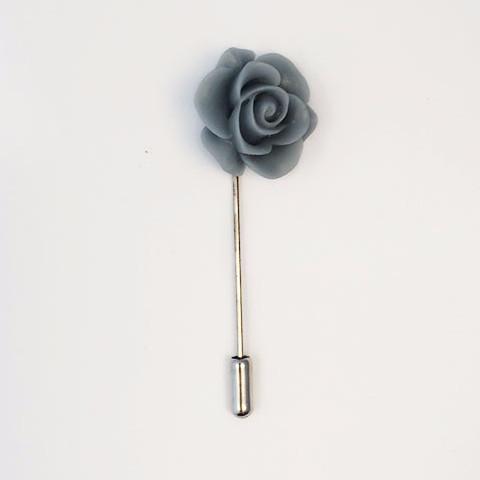 Flower Lapel Pin | Blue Grey Floral Lapel Pin | Matte Finish Lapel Pin | Hand Made in USA-Lapel Pin-Sterling-and-Burke