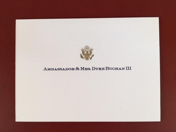 Bespoke Proof | Bahrain Embassy Stationery | Gift Card and Envelope | Gold Seal and Text on Gift Card Only | Hand Engraved | Sterling and Burke Ltd-Custom Stationery-Sterling-and-Burke