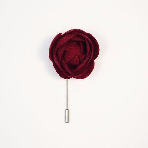 Large Felt Flower Lapel Pin | Dark Red and Dark Grey Felt Floral Lapel Pin | Made in USA-Lapel Pin-Sterling-and-Burke