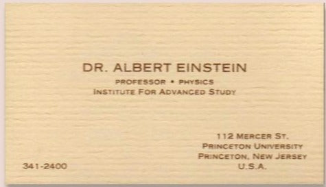 Bespoke Stationery | Albert Einstein Calling Card | Albert Einstein Business Card | US Size | Single Colour Text