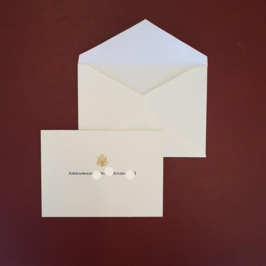 Bespoke Stationery | Gift Card and Envelope Set | Gold Eagle Seal and Text | Hand Engraved | Sterling and Burke Ltd-Custom Stationery-Sterling-and-Burke
