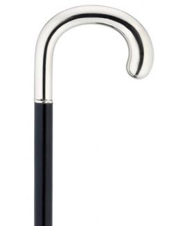 Silver Cane | Elegant Cane for Lady | Smooth Nickel Silver | Alpacca Silver Crook Handle-Walking Stick-Sterling-and-Burke