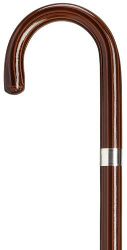 Rosewood Finish Crook Handle Cane / Walking Stick | Elegant Cane with Silver Band | Made in USA-Walking Stick-Sterling-and-Burke