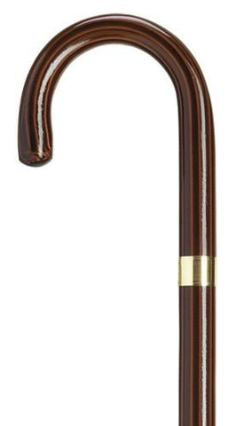 Rosewood Finish Crook Handle Cane / Walking Stick | Elegant Cane with Gold Band | Made in USA-Walking Stick-Sterling-and-Burke