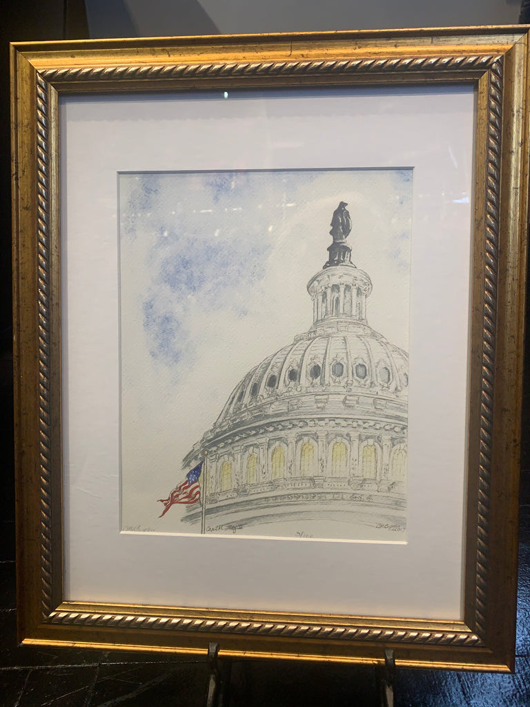 Capitol Art | Capitol Flag II | Framed and Signed Limited Edition Giclée Print | Carole Moore Biggio | 10 by 8 Inches