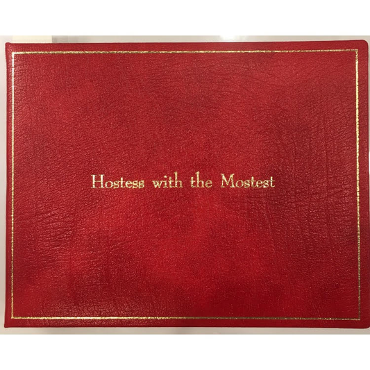 "Hostess with the Mostest" Leather Guest Book, Blank 7 by 9 inches-Guest Book-Sterling-and-Burke