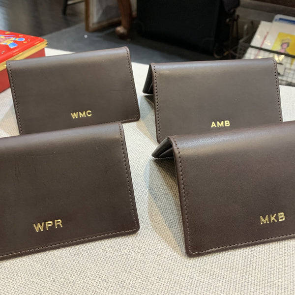 Gusseted Card Case | Initials and Wedding Date | Business Card Case | Calf Leather | Made in England by Charing Cross