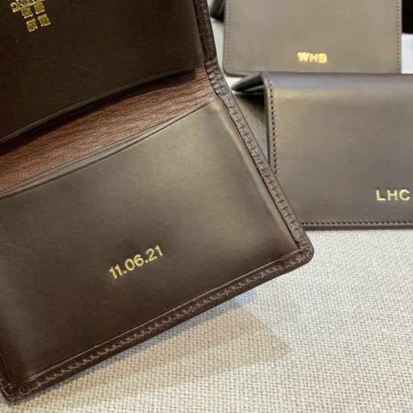 Gusseted Card Case | Initials and Graduation Date | Business Card Case | Calf Leather | Made in England by Charing Cross