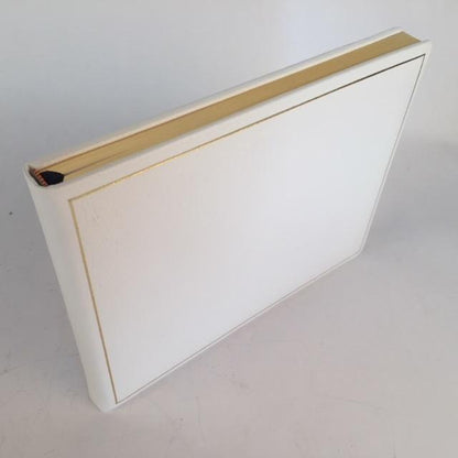 Wedding Guest Book | White Leather | 7 by 9 Inches | Thick | Blank Pages | Made in England | Charing Cross Ltd.-Guest Book-Sterling-and-Burke