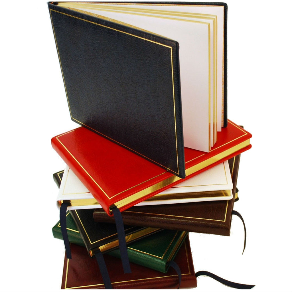 Guest Book | Calf Leather | Gold Tooling | 7 by 9 Inches | Blank Pages | Made in England | Charing Cross-Guest Book-Sterling-and-Burke