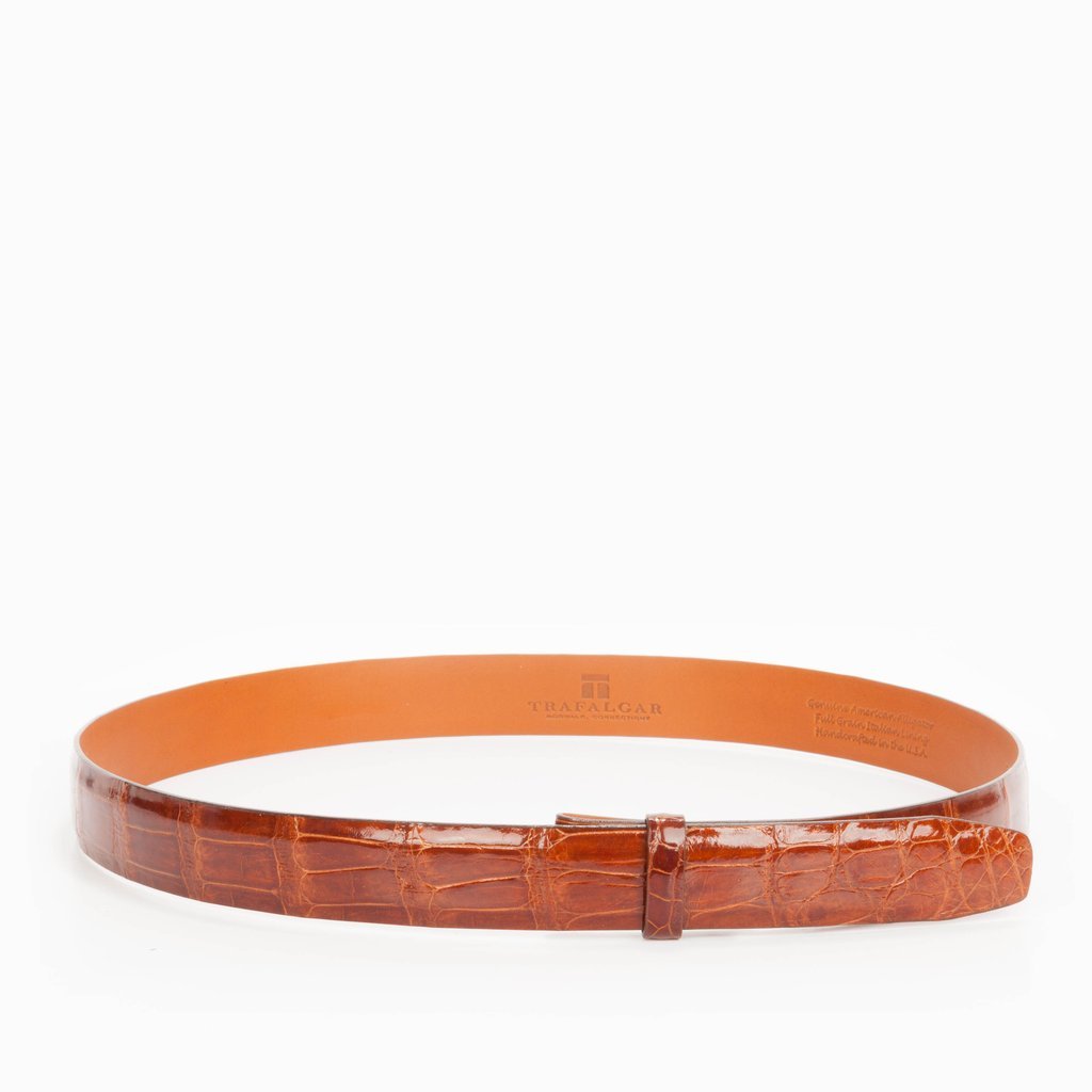 Classic Alligator Belt 1 Inch Belt Strap, Chestnut-Belt Strap-Sterling-and-Burke