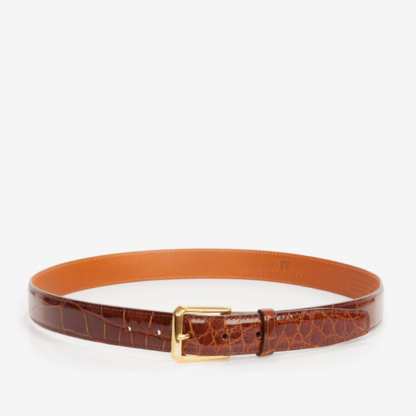 Classic Alligator Belt 1 3/16 Inch Belt Strap, Chestnut-Belt-Sterling-and-Burke