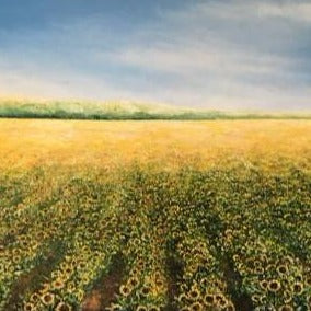 CUSTOM ORDER | Sun Flower Field Original Oil Painting | "Sunlight" | Gallery Wrapped | Artist: Claire Howard | 36 by 60 Inches-Oil Painting-Sterling-and-Burke