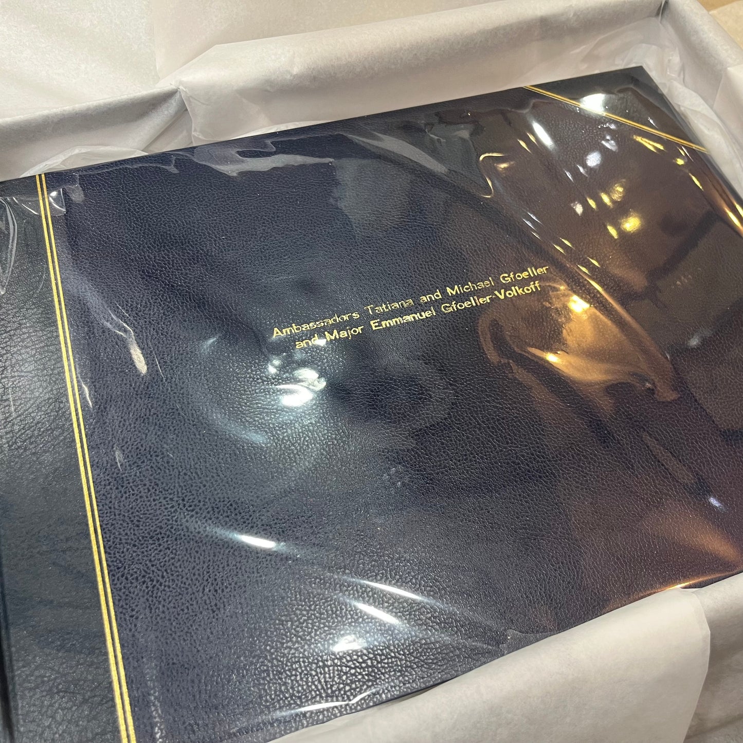 Gfoeller Custom Leatherbound Scrapbook Album | Gold Stamp Personalization | Archival Box | Book Mark | 11 x 15 inches