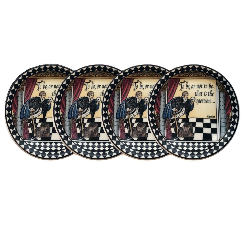 Halcyon Days Shakespeare Coasters, Set of 4-Bone China-Sterling-and-Burke