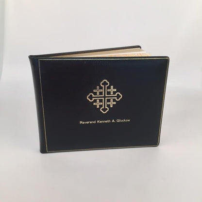 Bespoke Jerusalem Cross Condolence Book | Funeral Registry | Sympathy Book | Made in England | Charing Cross-Guest Book-Sterling-and-Burke