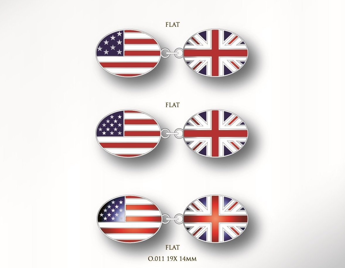 Waving American Flag Cufflinks | Enameled Cuff Links | US Flag | Gold-Cufflinks-Sterling-and-Burke