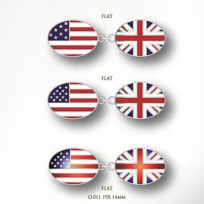 Waving American Flag Cufflinks | Enameled Cuff Links | US Flag | Gold-Cufflinks-Sterling-and-Burke