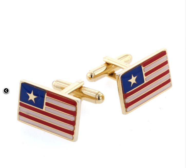 Cufflinks US Flag with One Star Cufflinks | Manufactured in Silver & Gold Finish
