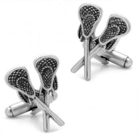 Novelty Cufflinks | Lacrosse Stick Cufflinks | Silver Lacrosse Sticks Cuff Links | Sterling and Burke | Made in USA-Novelty Cufflinks-Sterling-and-Burke