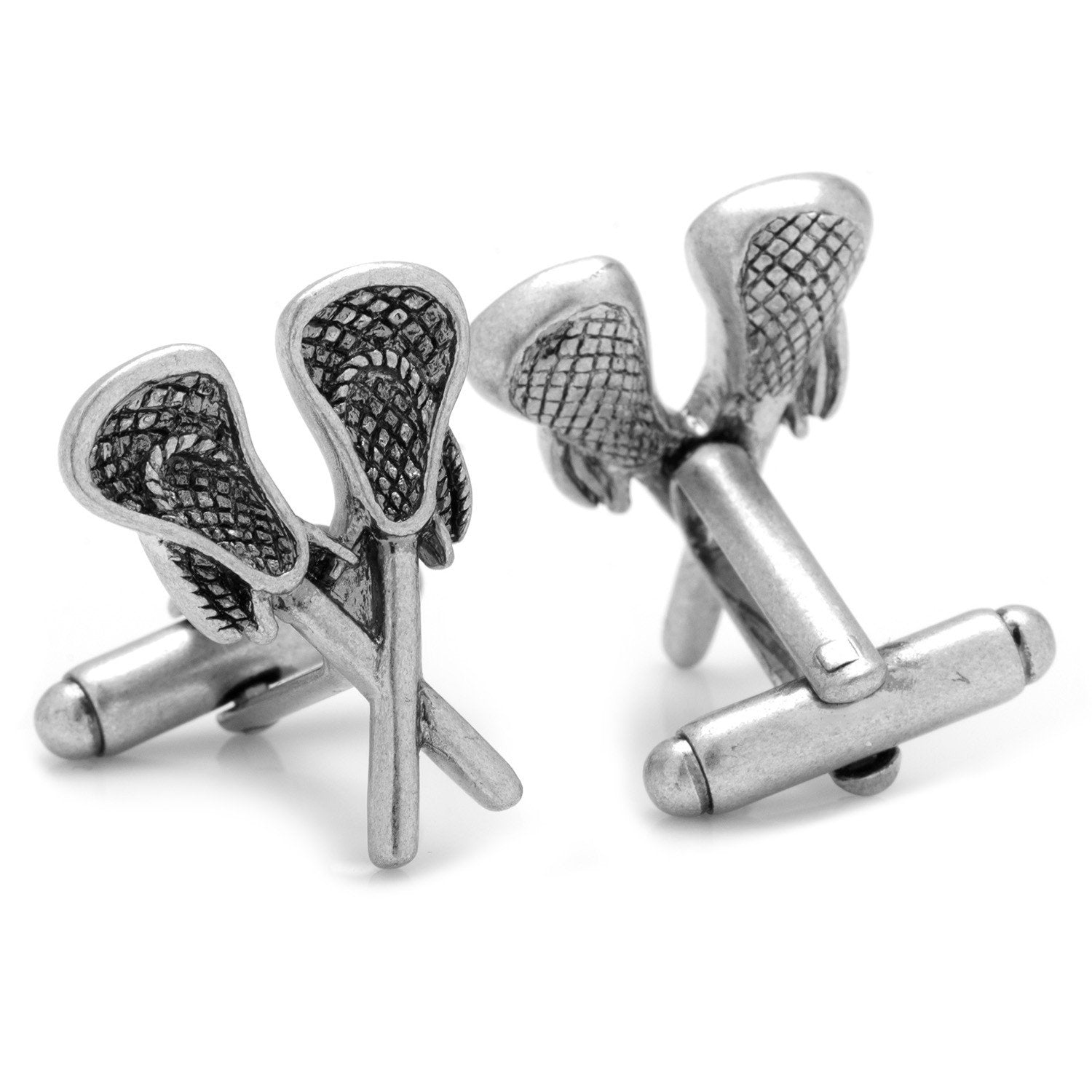 Novelty Cufflinks | Lacrosse Stick Cufflinks | Silver Lacrosse Sticks Cuff Links | Sterling and Burke | Made in USA-Novelty Cufflinks-Sterling-and-Burke