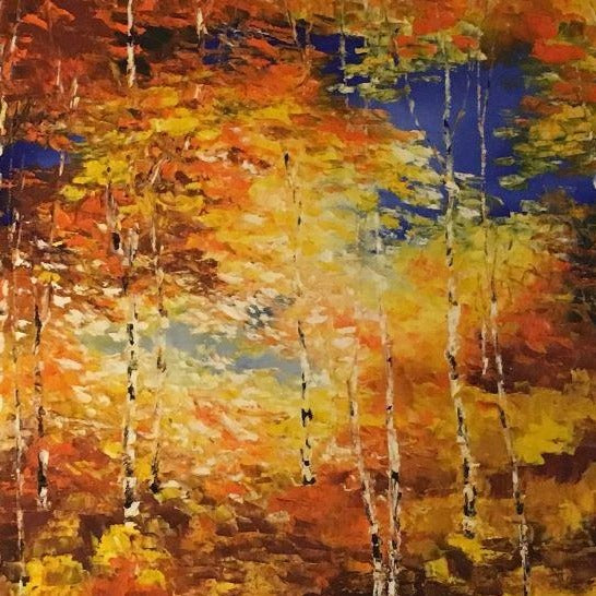 Autumn Art | Golden Leaves at Fall | "Autumn Sunbeams II" | Original Oil Painting by Claire Howard | 30" x 40"