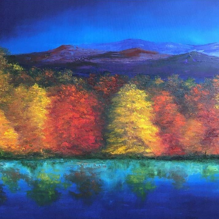 Autumn Art | Blue Ridge Mountain Art | "Blue Ridge Melodies" | Original Oil Painting by Claire Howard | 30' x 48"