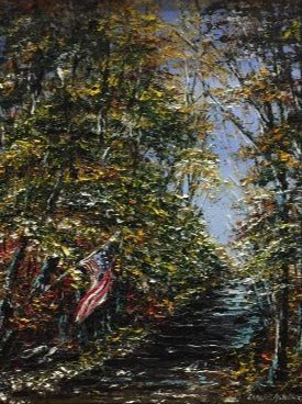 Patriotic Beach Art | The Fishing Creek | Original Oil Painting by Claire Howard | 14" x 11"