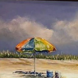 Beach Art | "Just You & Me" | Oil Painting Framed in Gold by Claire Howard | 13.5" x 25.5"