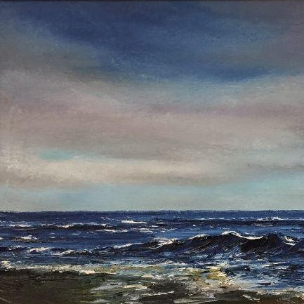 Beach Art | "Twilight Tides I" I Oil Painting by Claire Howard | 15.5" by 18"