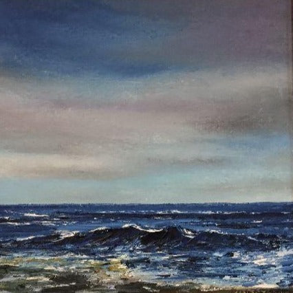 Beach Art | "Twilight Tides I" I Oil Painting by Claire Howard | 15.5" by 18"