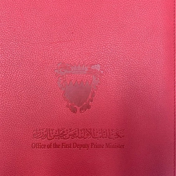 Bahrain Embassy | Custom Leather Color | Italian Cow Hide | Bespoke Leather Ring Binder | Custom Design | Made in USA