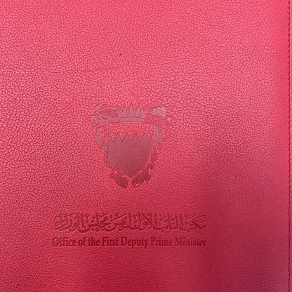 Bahrain Embassy | Custom Leather Color | Italian Cow Hide | Bespoke Leather Ring Binder | Custom Design | Made in USA