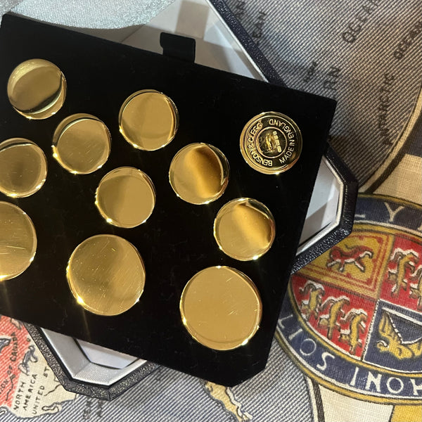 Plain Solid Gold 9ct Gold Single Breasted Blazer Button Set by Benson & Clegg, London