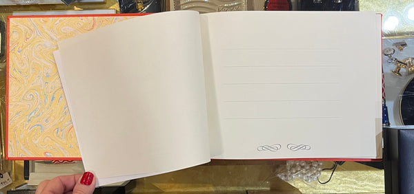 Guest Book | Gold Border | 7 by 9 Inches | Guests at the top of each page | Personalized