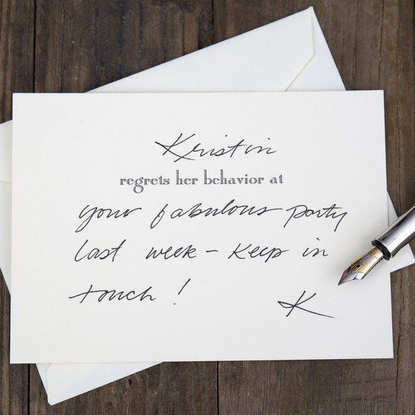 "Regrets Her Behavior At" | Regret Behavior Cards | Engraved Card Stationery | Set of 10-Stationery-Sterling-and-Burke