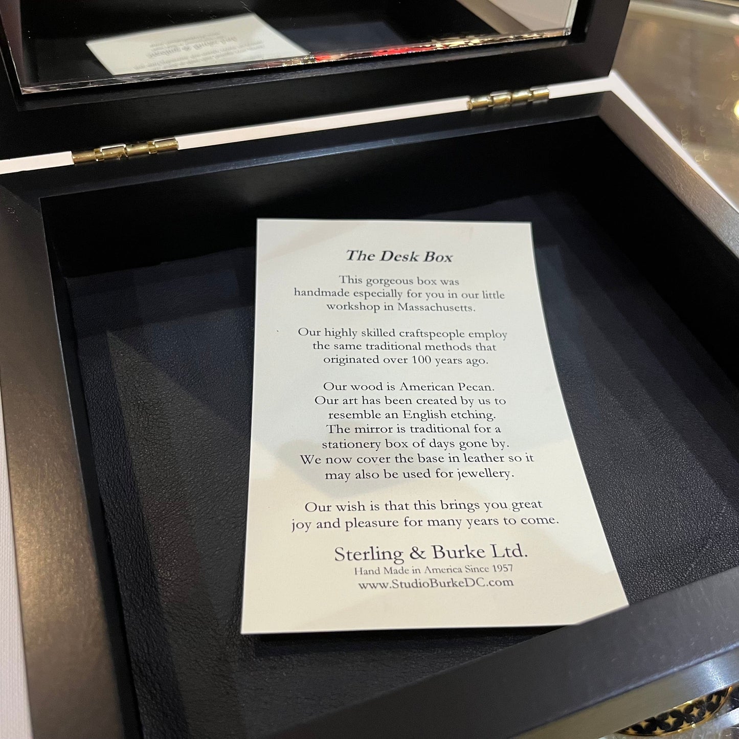 Custom Desk Box Gift | US Capitol Building | White House | DC City Scape | 8.5 by 7 by 2.75 inches | Black Stain with Pen & Ink Drawing & Personalization