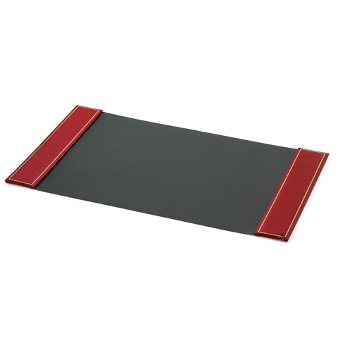 Red Leather Desk Blotter | Leather Desk Pad with Gold Tooling