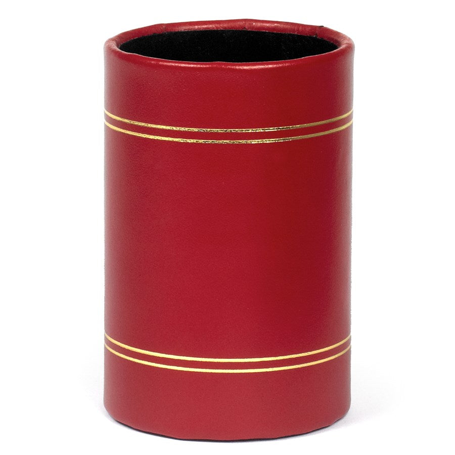Scarlet Red Leather Pencil Cup | Superior Quality | Made in USA