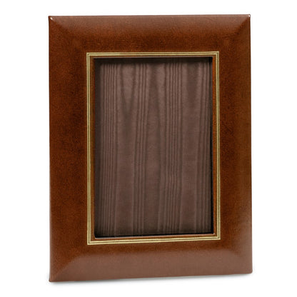 Desk Accessories | Genuine Leather | Leather Picture Frame 5 by 7 Inches | Custom Leather with Gold Tooling | Made in USA
