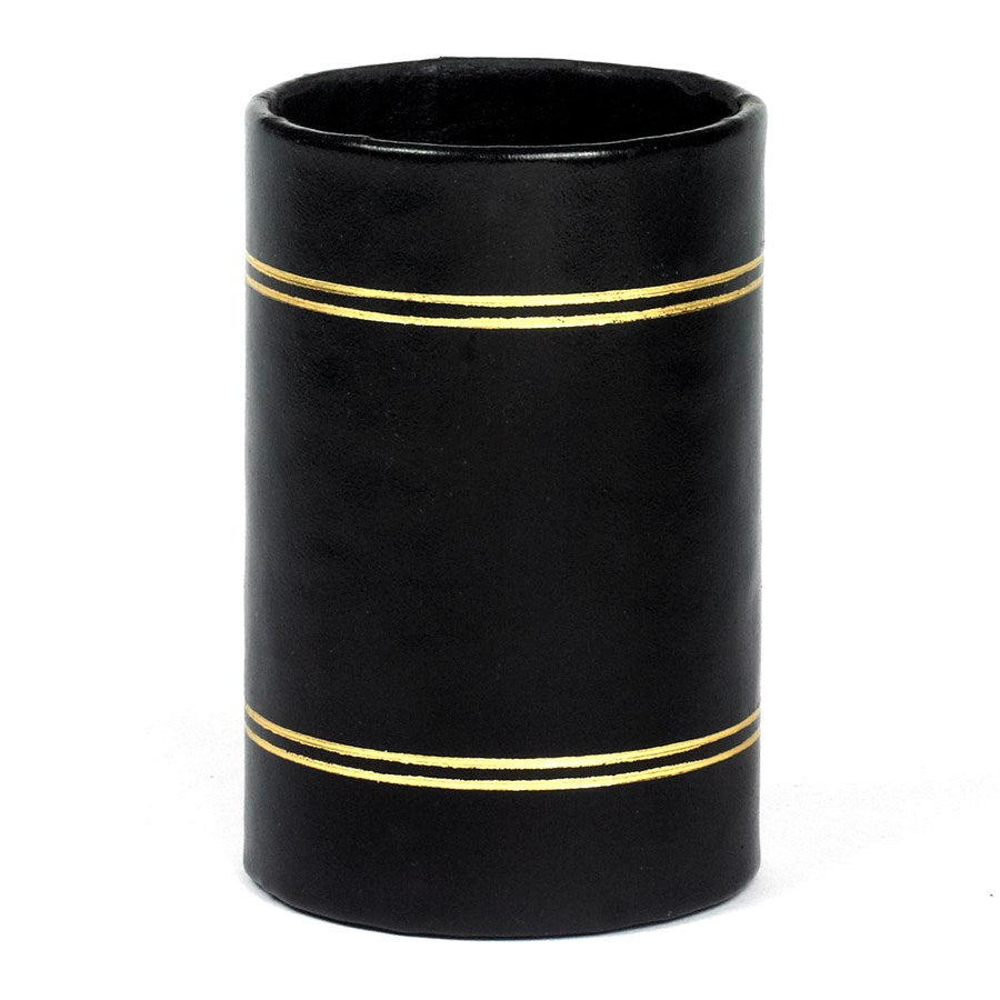 Black Leather Desk Accessories | Hand Made in USA | Individual Luxury Leather Desk Accessories with Gold Tooling