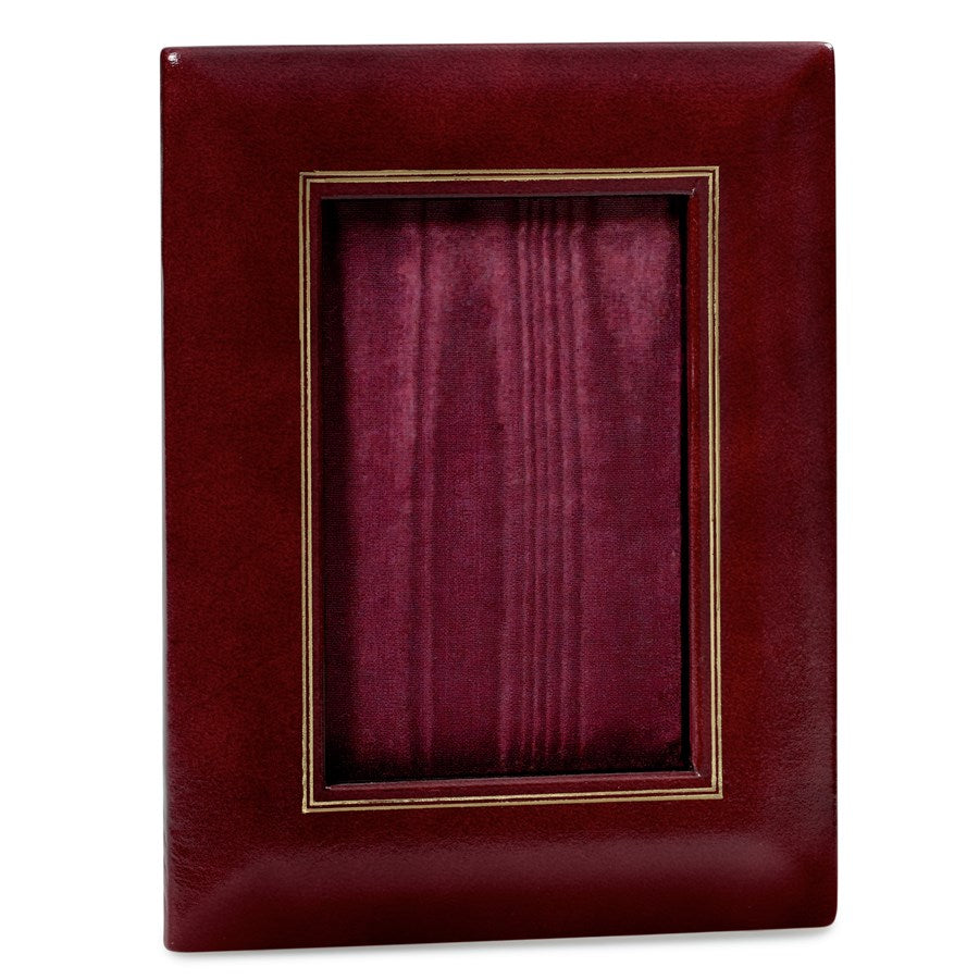 Desk Accessories | Genuine Leather | Leather Picture Frame 4 by 6 Inches | Custom Leather with Gold Tooling | Made in USA