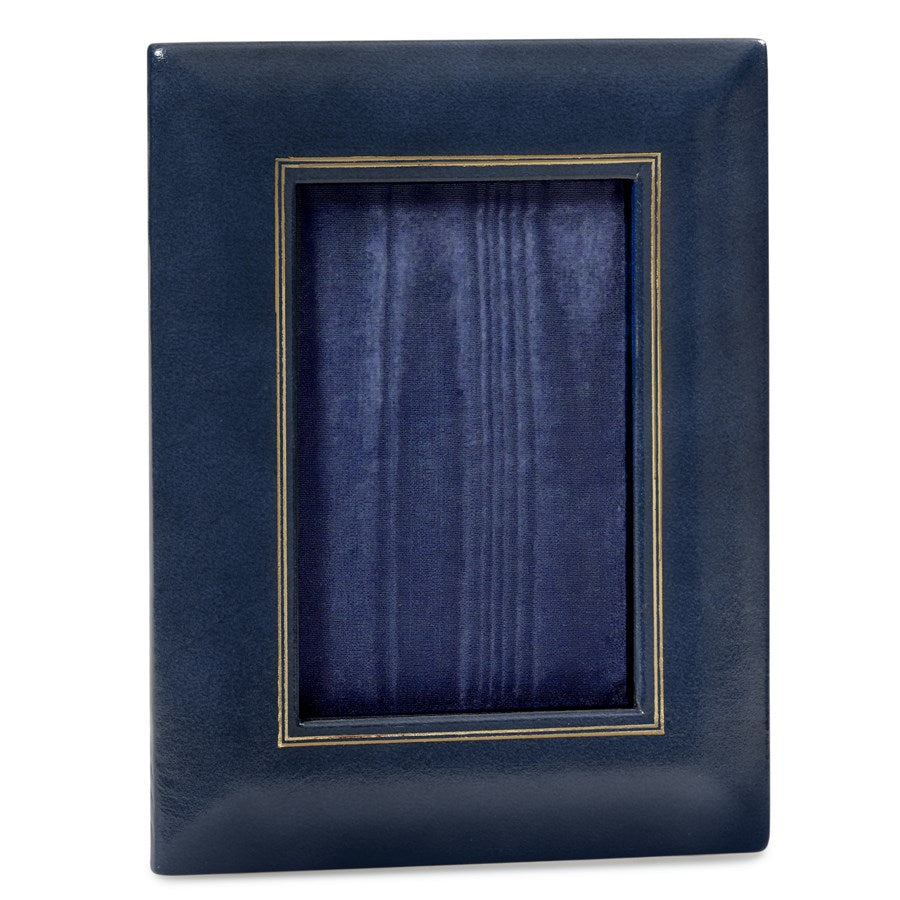 Navy Blue Leather Desk Accessories | Hand Made in USA | Individual Luxury Leather Desk Accessories with Gold Tooling