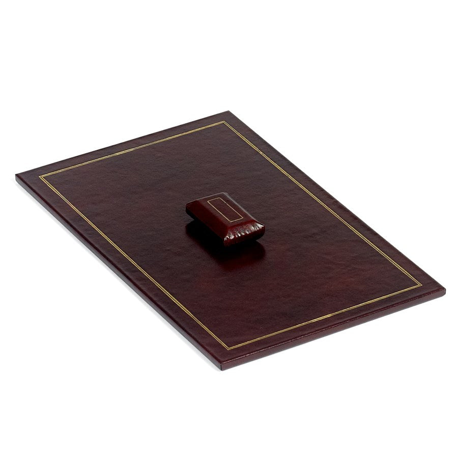 Brown Leather Desk Accessories | Hand Made in USA | Individual Luxury Leather Desk Accessories with Gold Tooling