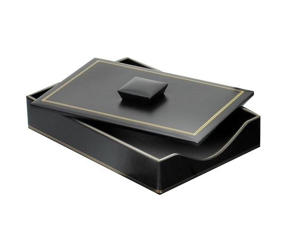 Burgundy Leather Desk Accessories | Hand Made in USA | Individual Luxury Leather Desk Accessories with Gold Tooling