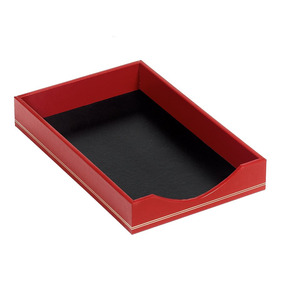 Red Leather Letter Tray  | Leather Letter Tray with Gold Tooling