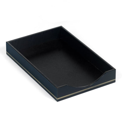 Desk Accessories | Genuine Leather | Single Letter Tray and With Letter Tray Lid | Custom Production | Leather with Gold Tooling | Made in USA