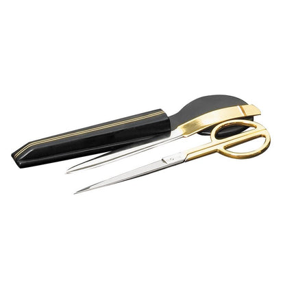 Desk Accessories | Genuine Leather | Library Set Scissor and Letter Opener | Custom Leather with Gold Tooling | Made in USA